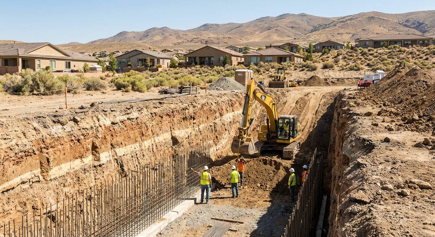 Increased footing depth in Reno due to high water table and soil conditions