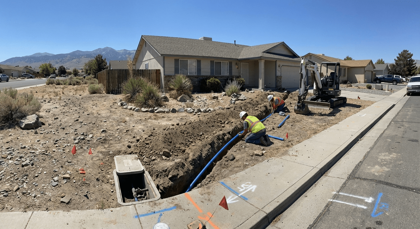 Water line installation process in a Reno home