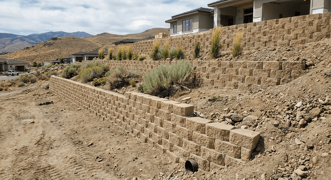 Retaining wall solutions for steep lots in Reno